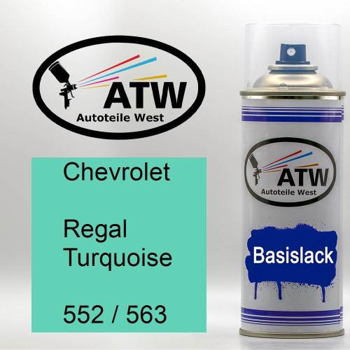 Chevrolet, Regal Turquoise, 552 / 563: 400ml Sprühdose, von ATW Autoteile West.